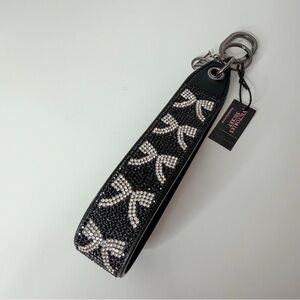 Victoria's Secret Bling Wristlet Strap Keychain Black and White Bow.